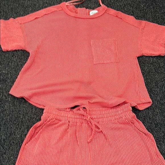 Very J Coral Ribbed Knit Casual Set - Picture 1 of 5